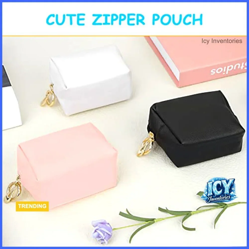 PU Leather Mini Makeup Bag with Key Ring Travel Cosmetic Pouch